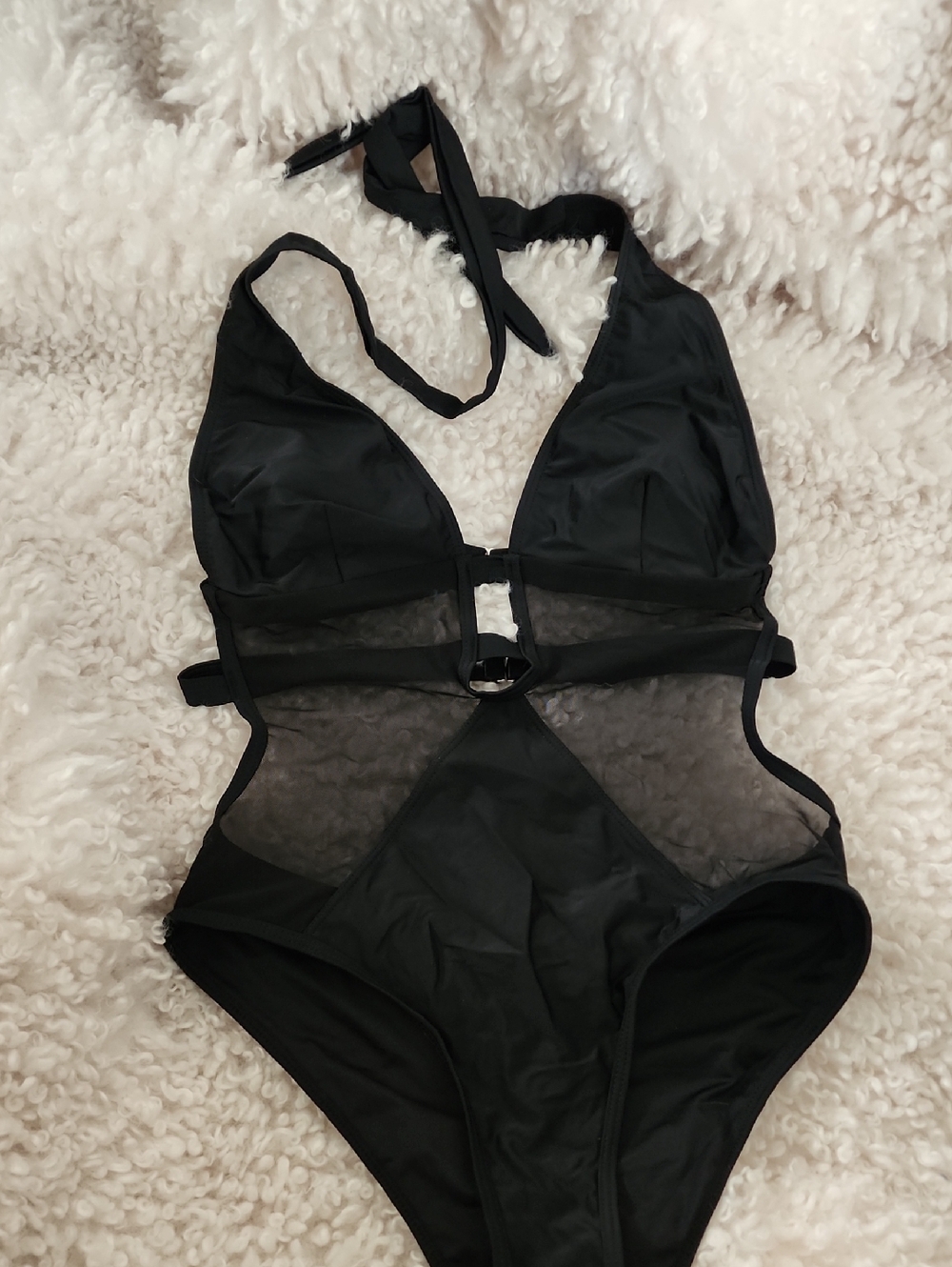 Black Cutout One-Piece Swimsuit. Size S